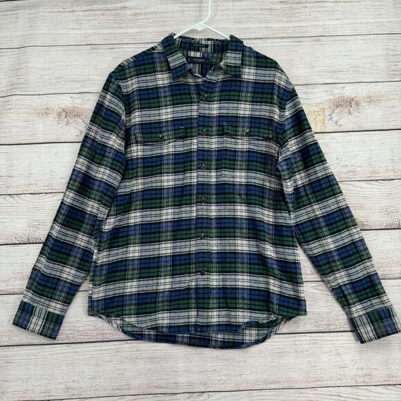 Lucky Brand Classic Fit Flannel Button Down Shirt Men's‎ Size L Blue/Green Plaid - Picture 1 of 11